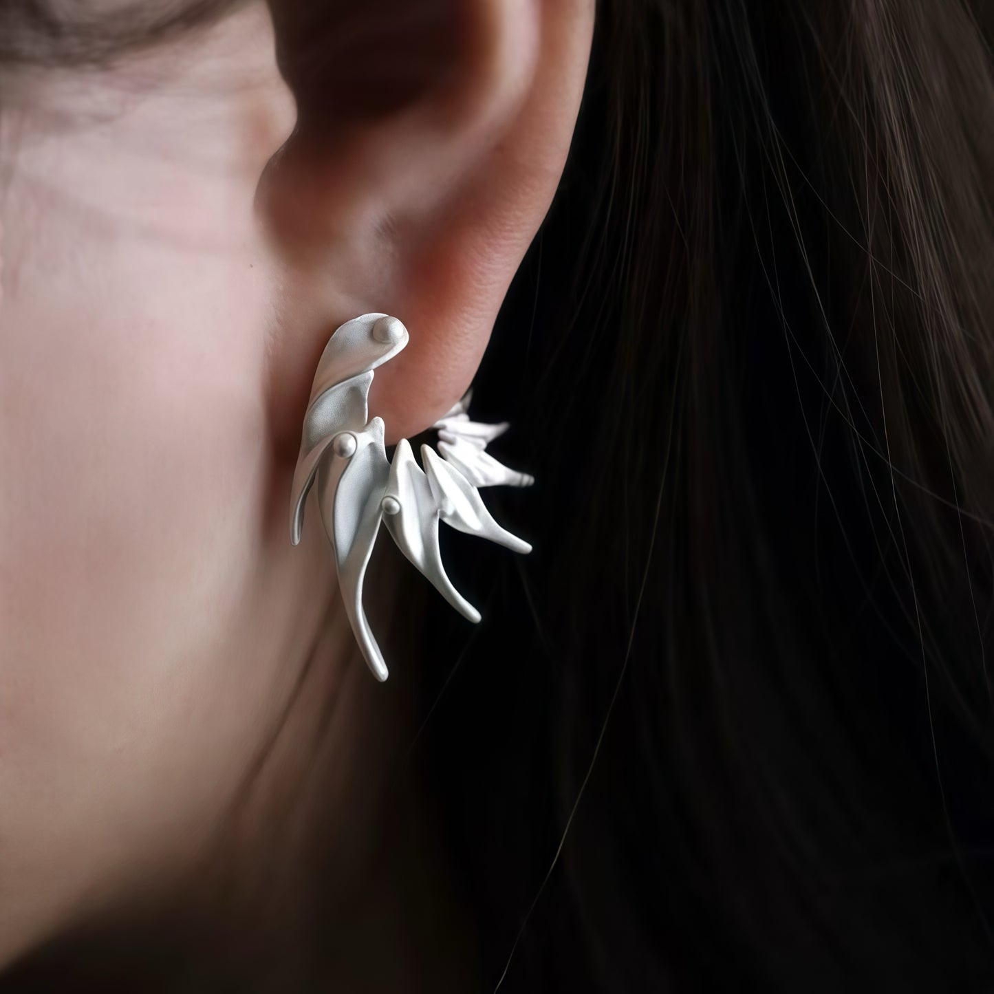 Wings of Light Earrings – Sculptural Silver Flow