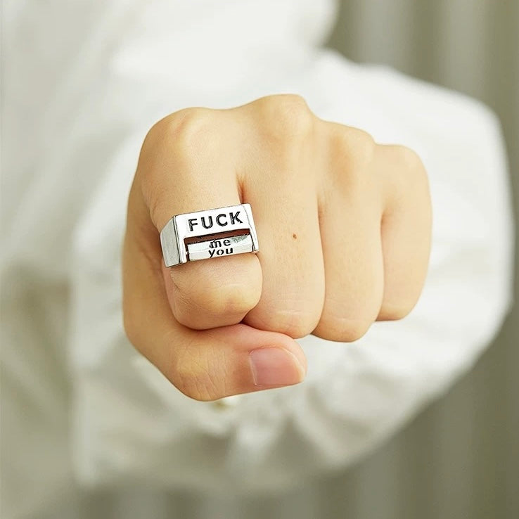 Bold Statement Adjustable Spinner Ring – Stainless Steel Mood Band