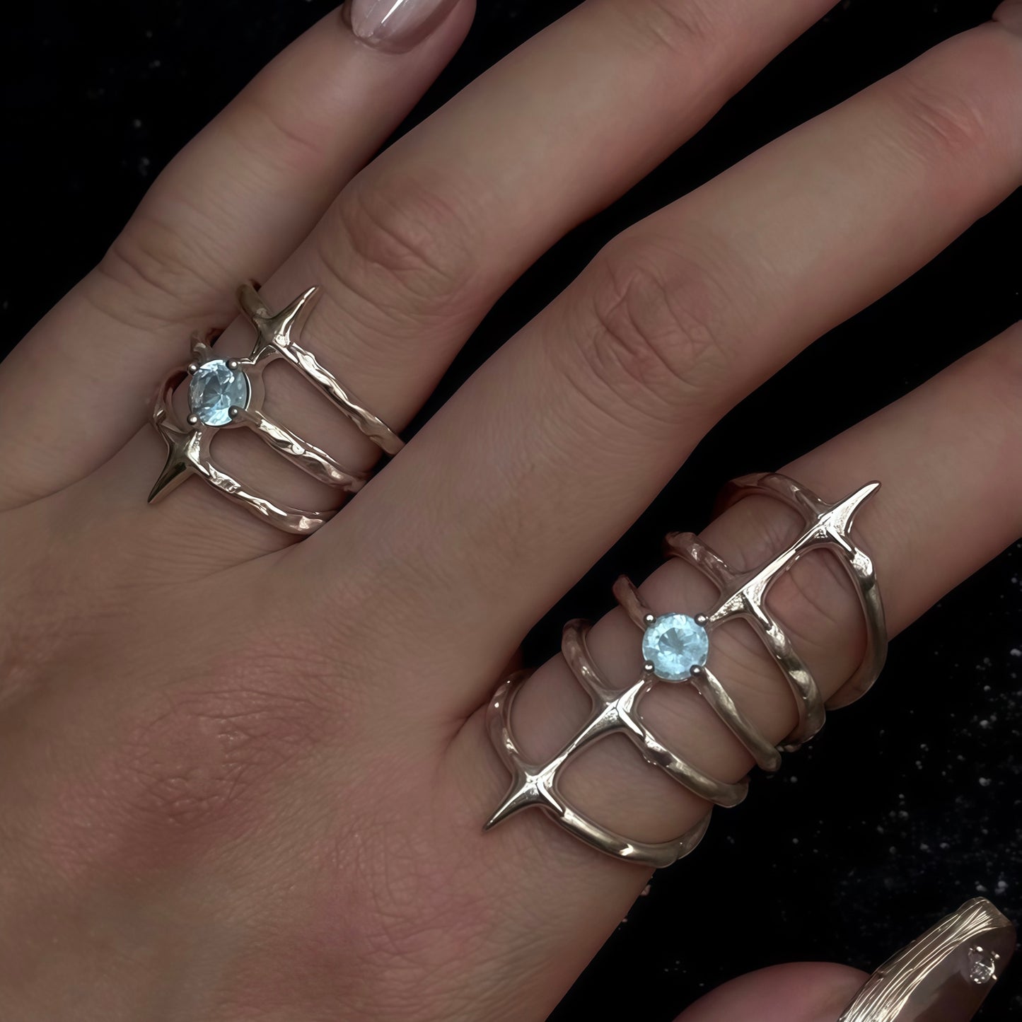 Stellar Spine Ring – Aquatic Blue