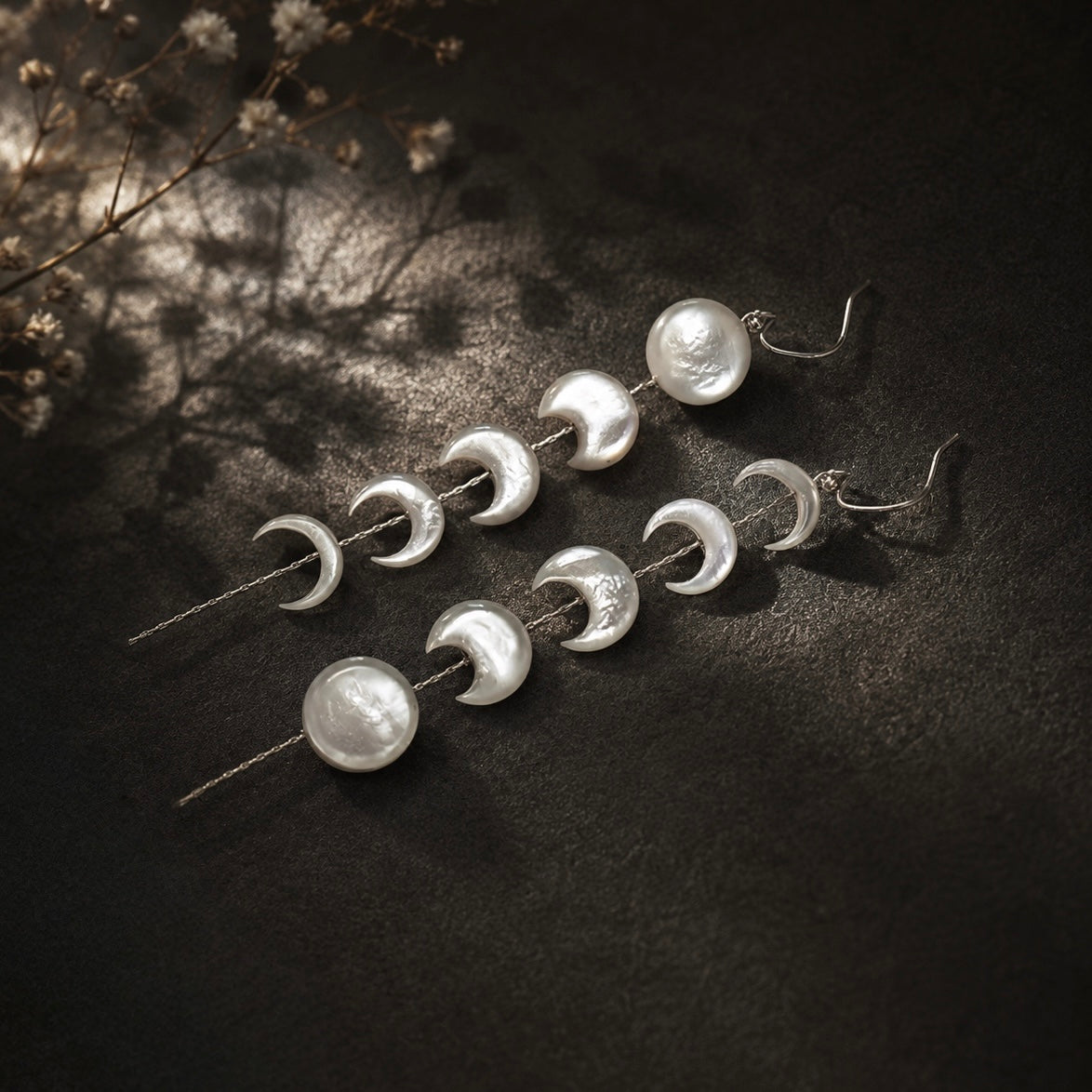 Moon Phase Drop Earrings