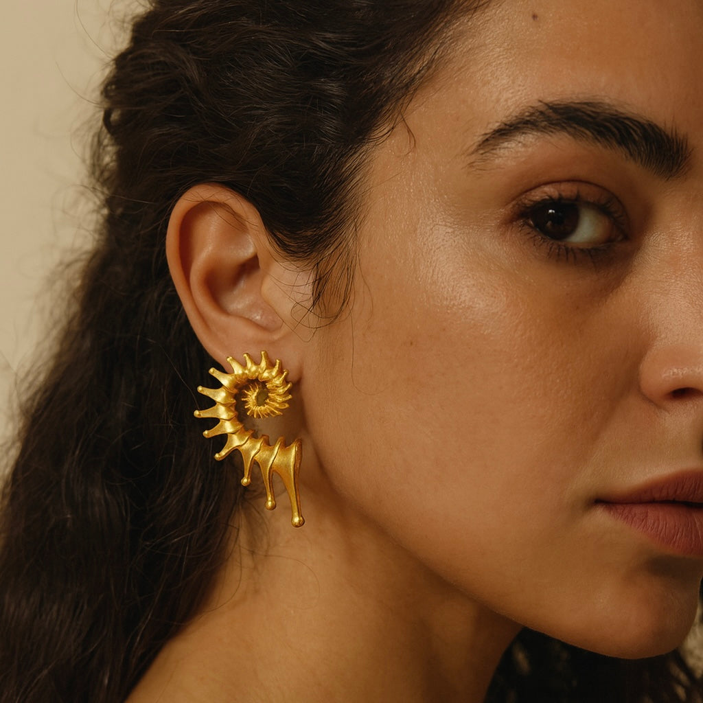 Ocean Spiral Crown Earrings – Modern Sculptural Statement Jewelry
