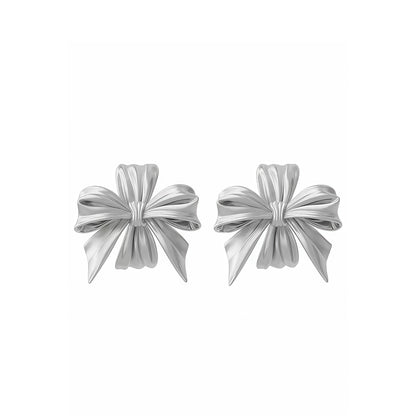 Silky Ribbon Bow Stud Earrings