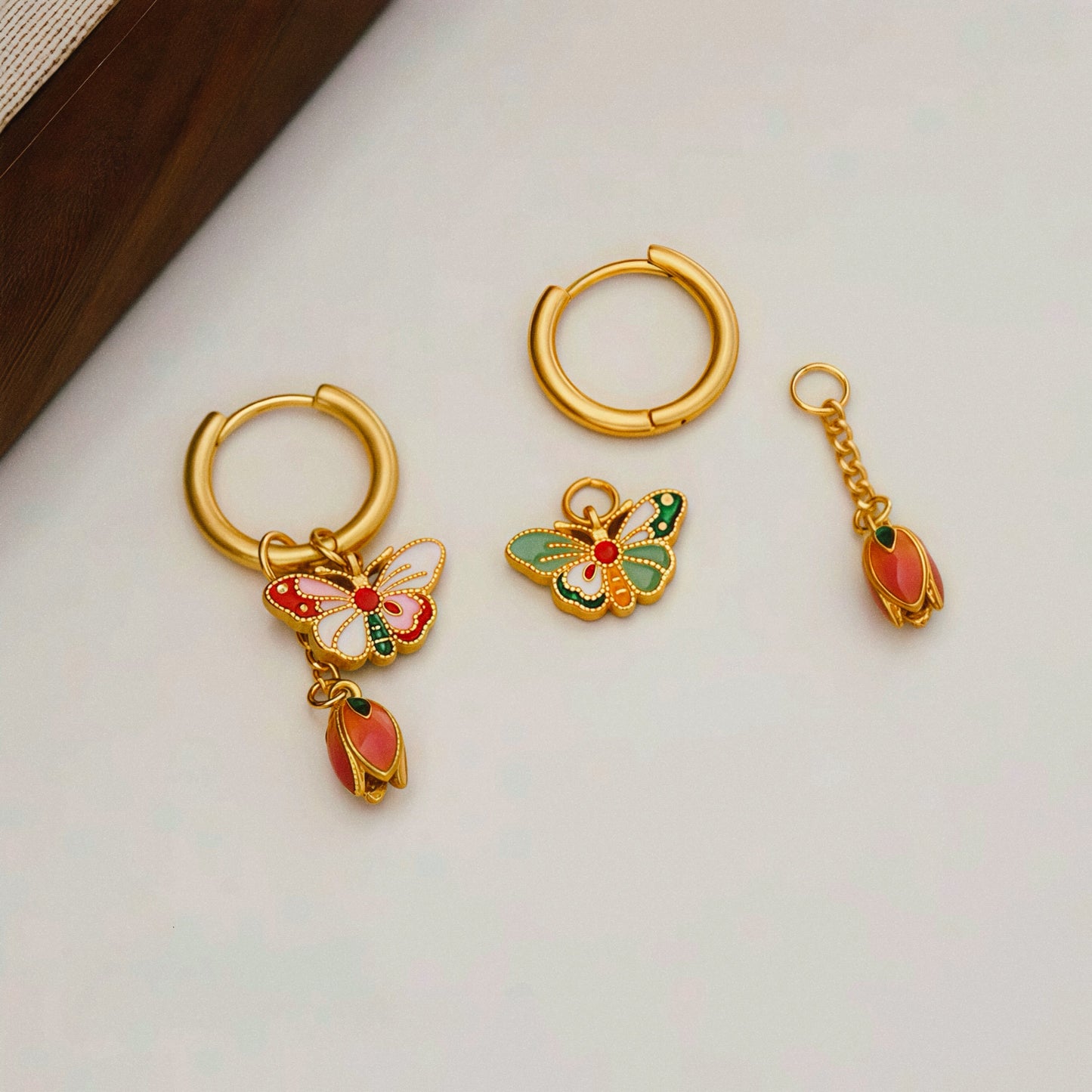 Butterfly & Blossom Convertible Hoop Earrings – 4 Styles in 1