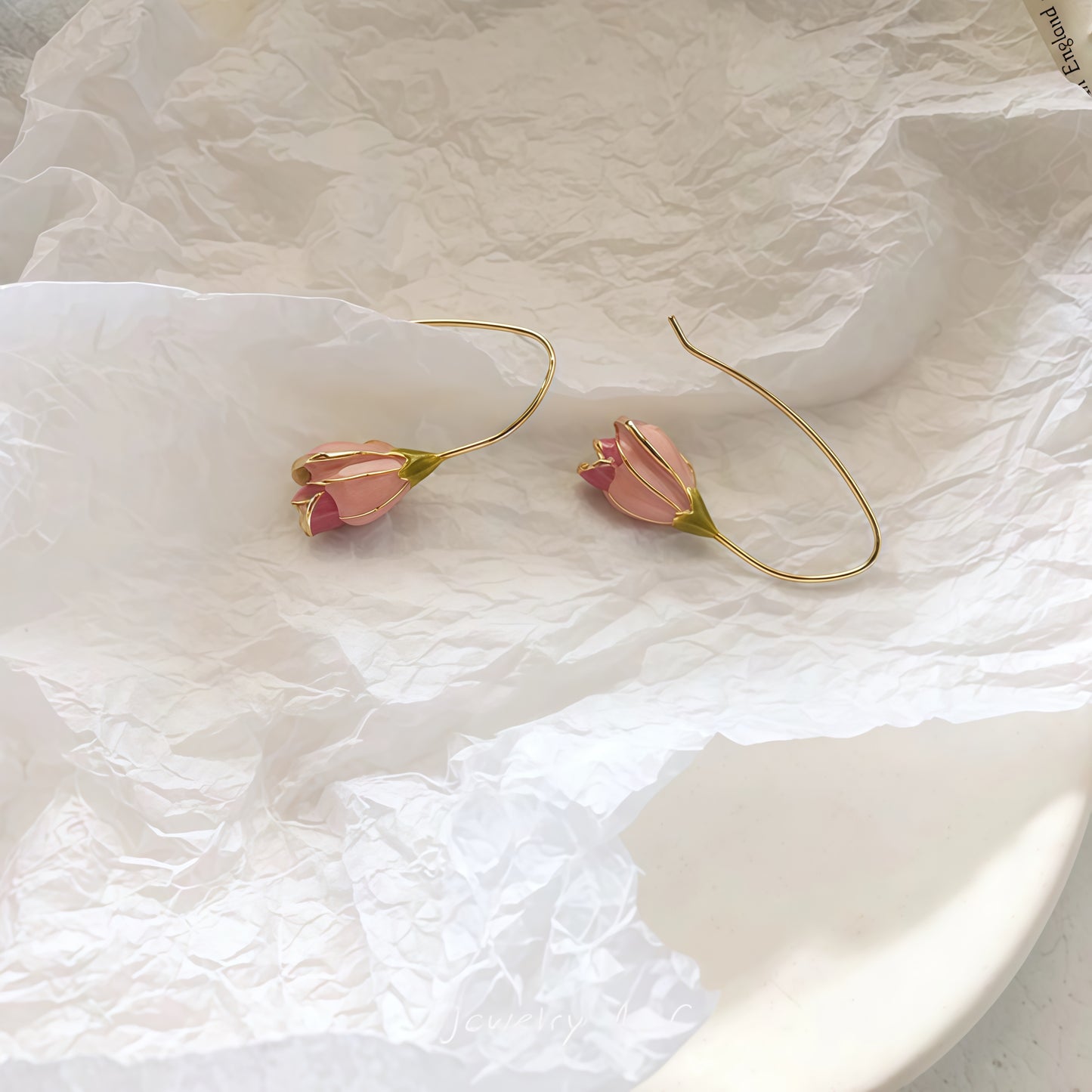 Tulip Bud Earrings – Hand-Painted Floral Elegance