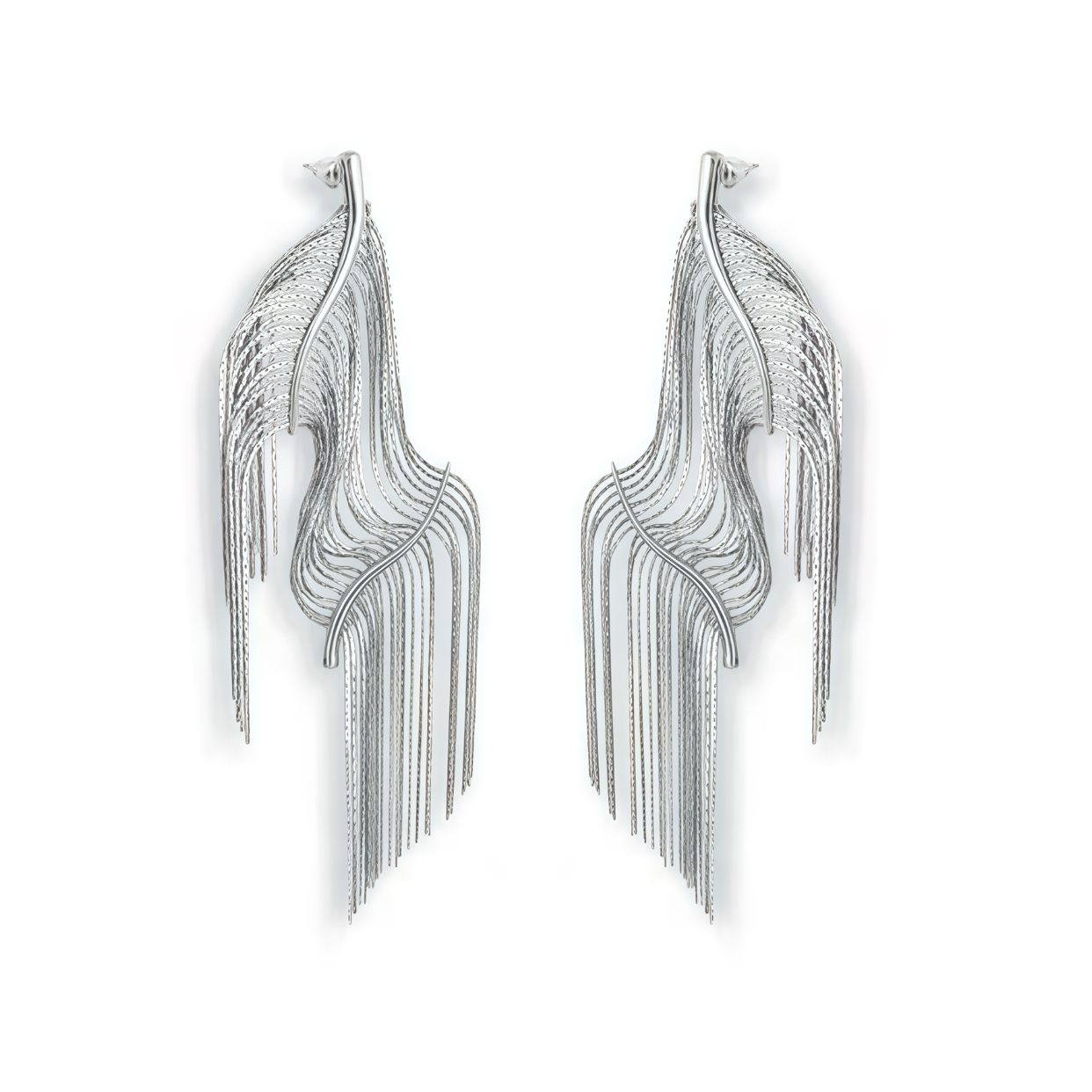 Silver Flow Cascade Earrings