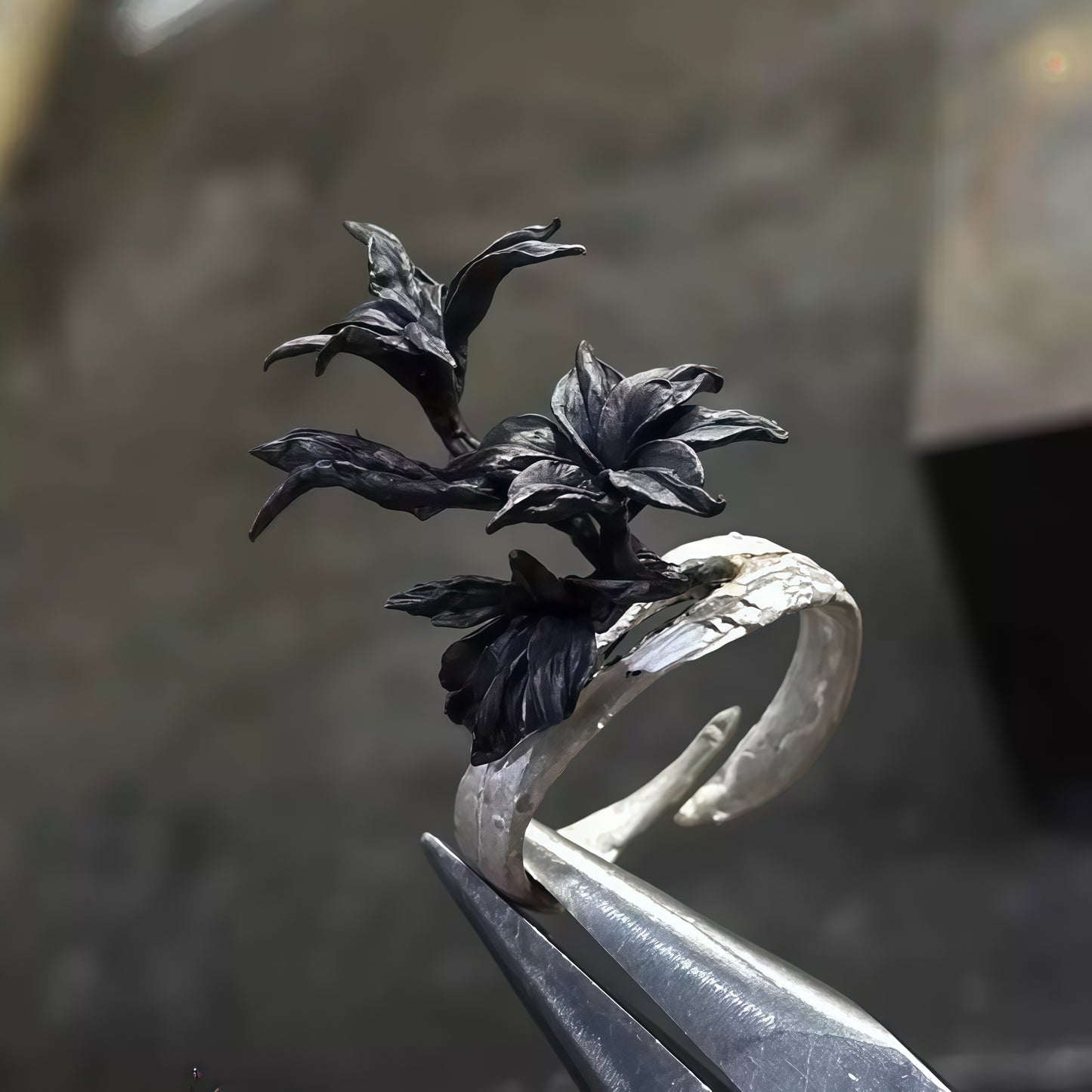 Midnight Black Lily Ring