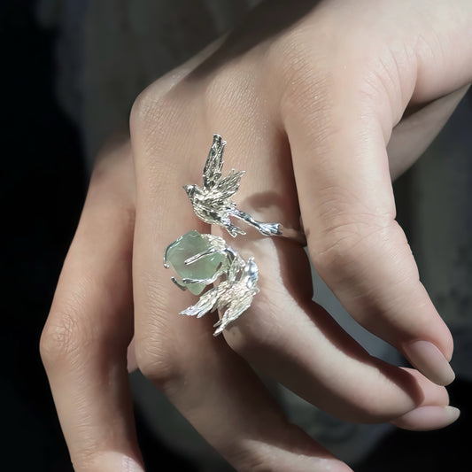 Wings of Serenity Ring – Silver & Green Fluorite