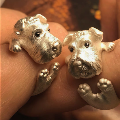 Puppy Hug Ring — Adjustable Silver Dog Ring