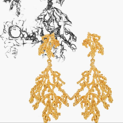 Gold Coral Statement Earrings