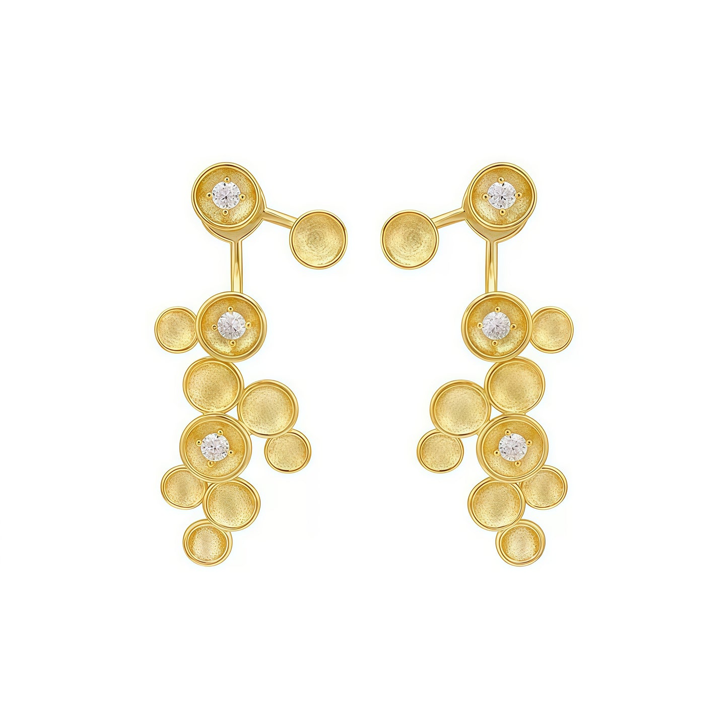 Cluster Drop Earrings – Sculptural Elegance with a Sparkling Twist (2-in-1 Style)