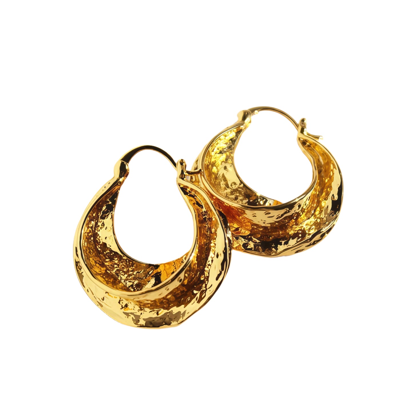 Golden Wave Hoop Earrings – Sculptural Elegance in Motion