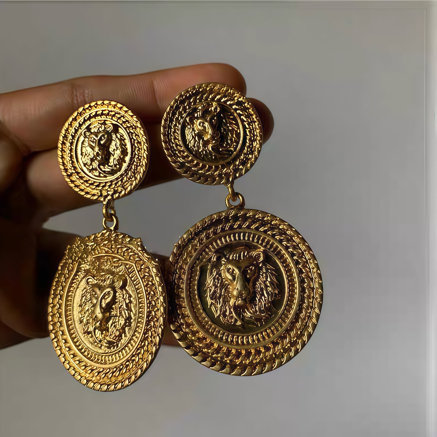 Imperial Medallion Earrings – Double-Layer Gold Coin Statement Earrings