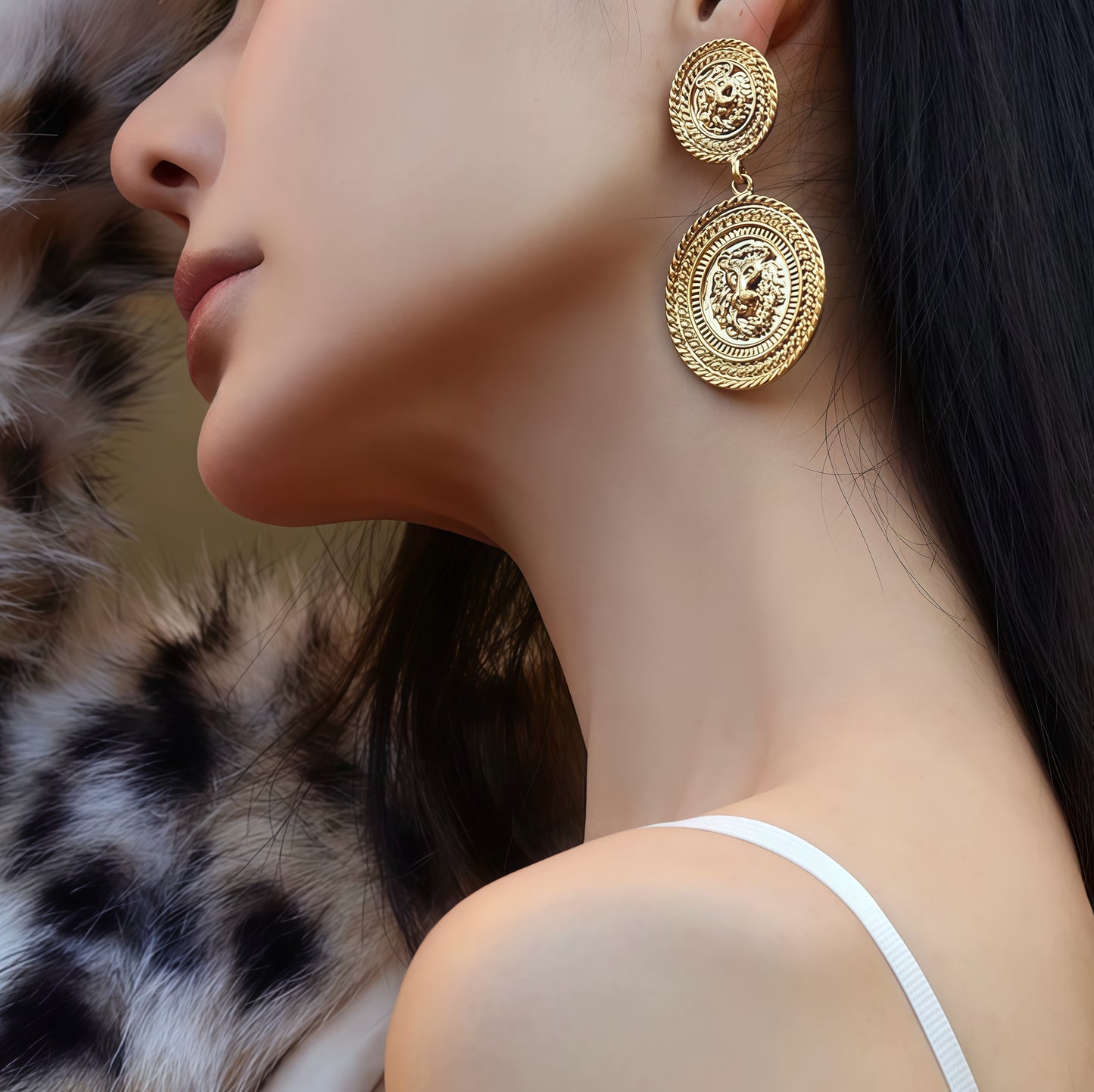 Imperial Medallion Earrings – Double-Layer Gold Coin Statement Earrings