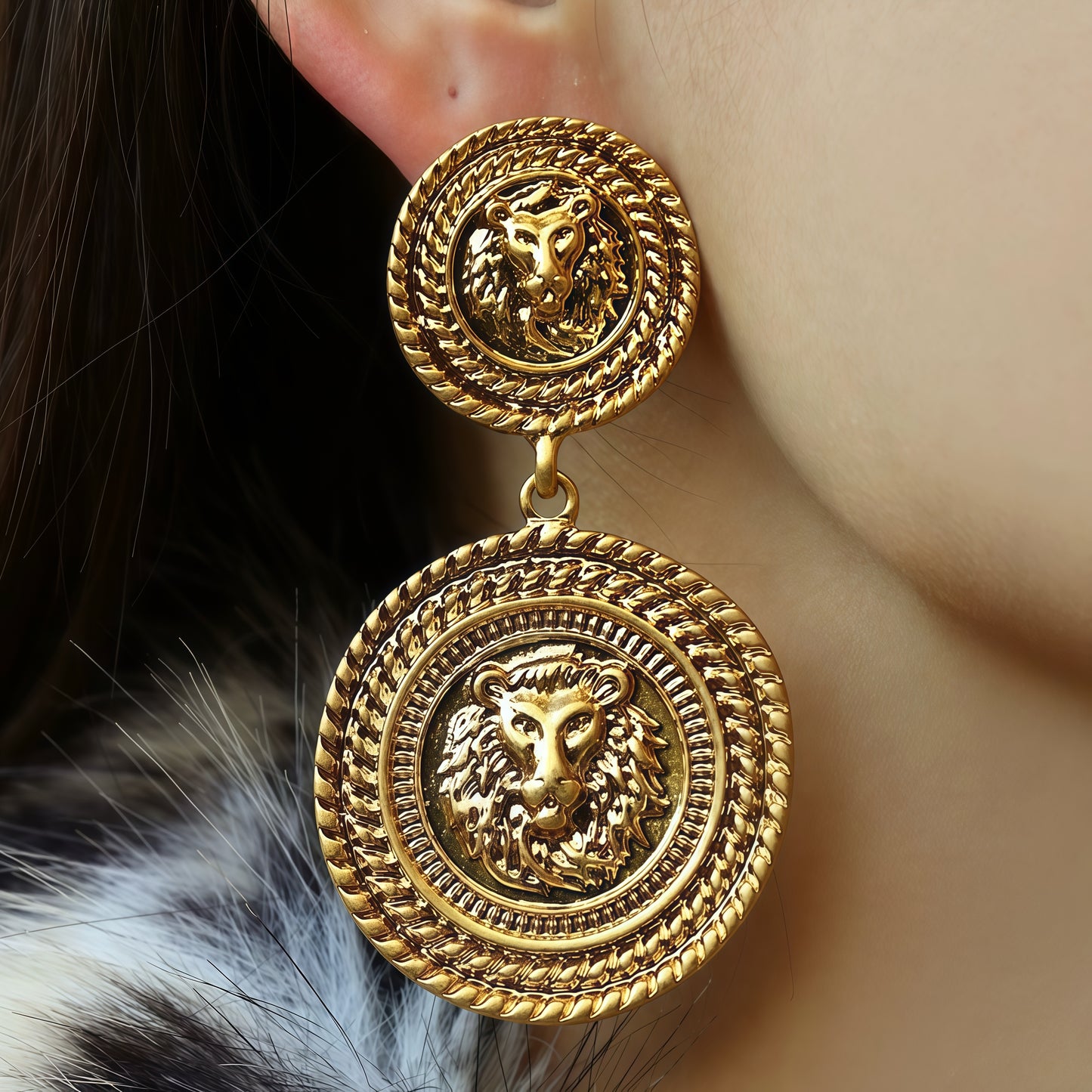 Imperial Medallion Earrings – Double-Layer Gold Coin Statement Earrings